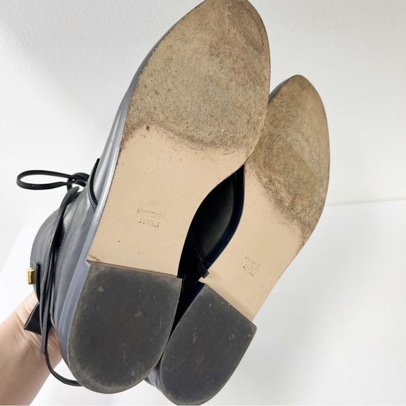 Stuart Weitzman Black Leather Ryder Boots Bootie 7.5 - Picture 6 of 9